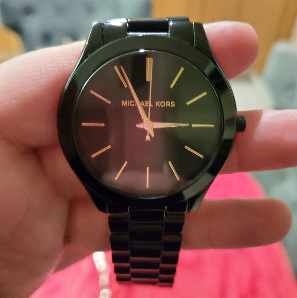 Michael Kors stainless steel slim runway watch